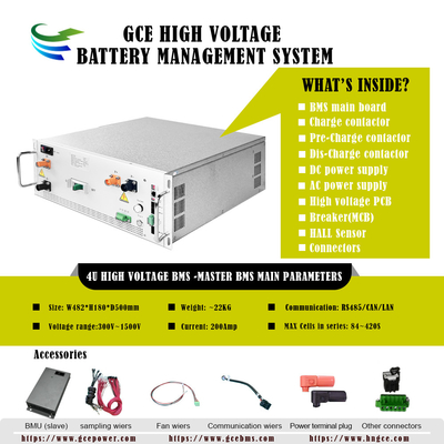 Sistema de gestión de baterías de alta tensión BMS 304S972.8V 250A Lifepo4 BMS 1500V para UPS BESS Rack Batería de litio Energía