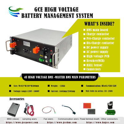 GCE Master And Slave BMS.225S Sistema de almacenamiento de energía con batería, 720V 250A Lifepo4 Batería Bms