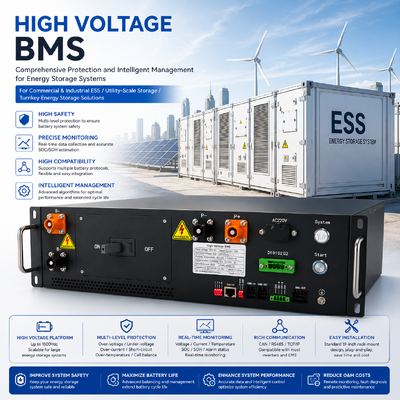 Sistema de gestión de baterías de alto voltaje GCE BMS 30S256S de equilibrio activo, 100A 200A 300A Master Slave LiFePO4 HV BMS para el sistema de almacenamiento de energía de la batería (BESS), ESS, UPS, almacenamiento solar, microrred y