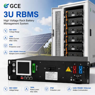 GCE 3U Alta tensión BMS 120-750V 125A para el sistema de almacenamiento de energía solar. 96S-192S LiFePO4 Sistema de gestión de baterías CAN RS485 CE UL