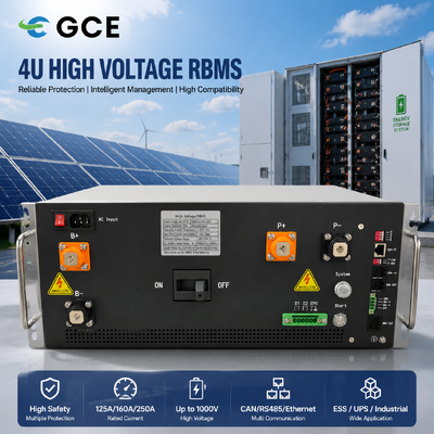 GCE Energy 4U Rack BMS 250A 1000V Sistema de gestión de baterías de alto voltaje para el contenedor solar ESS.