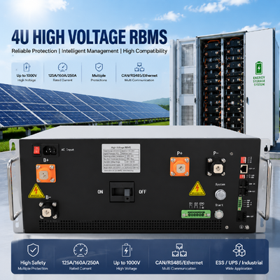 BMS industrial para montaje en rack 4U de 125A 160A 250A para sistema de almacenamiento de energía comercial | Protección contra cortocircuitos de 1000V 20kA | Protocolo de comunicación CAN RS485